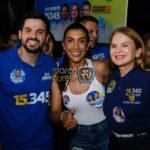 Larissa DP e Rui Jorge durante arrastão político em Lago da Pedra, no Maranhão